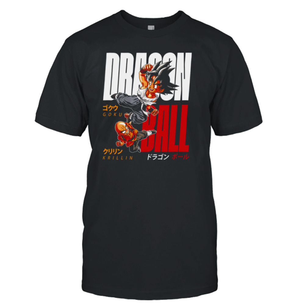 Awesome Dragon Ball Young Goku And Krillin Japanese Typo Design Dark shirt