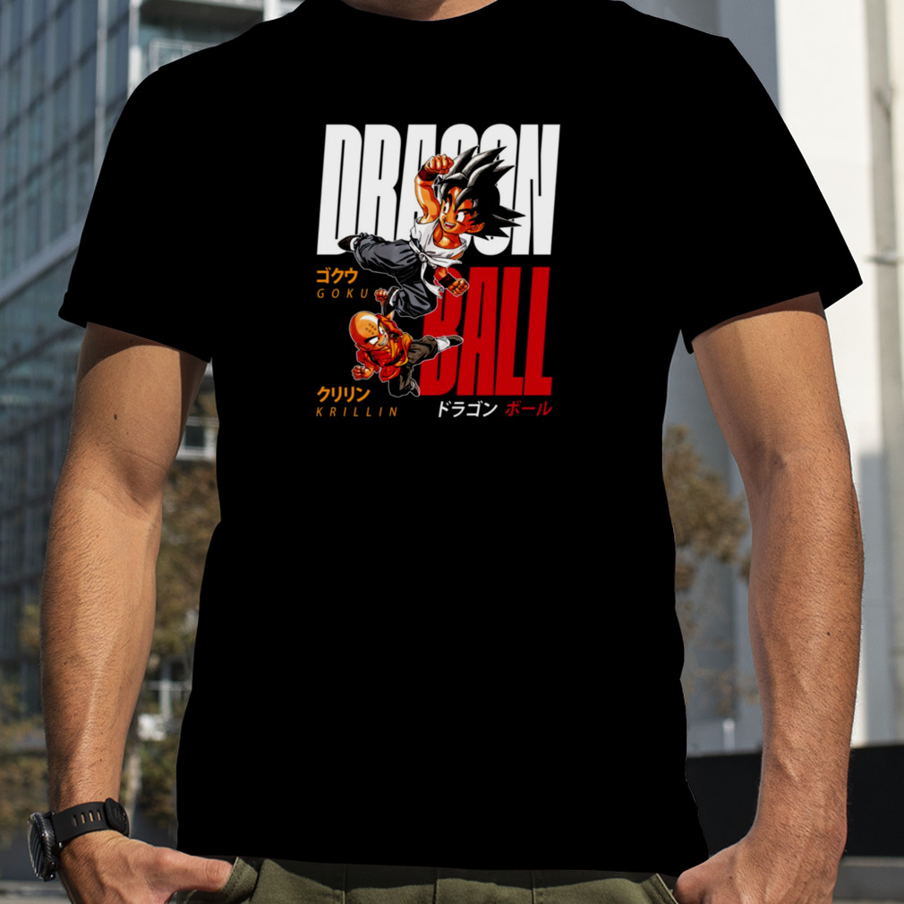 Awesome Dragon Ball Young Goku And Krillin Japanese Typo Design Dark shirt