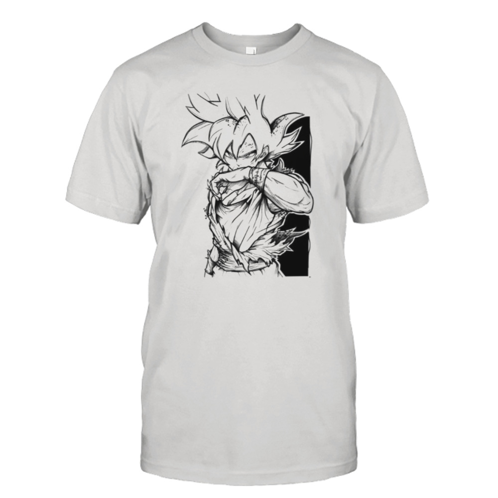 Black White Drawing Goku Fictional Character Of Dragon Ball Dbz Anime Manga shirt