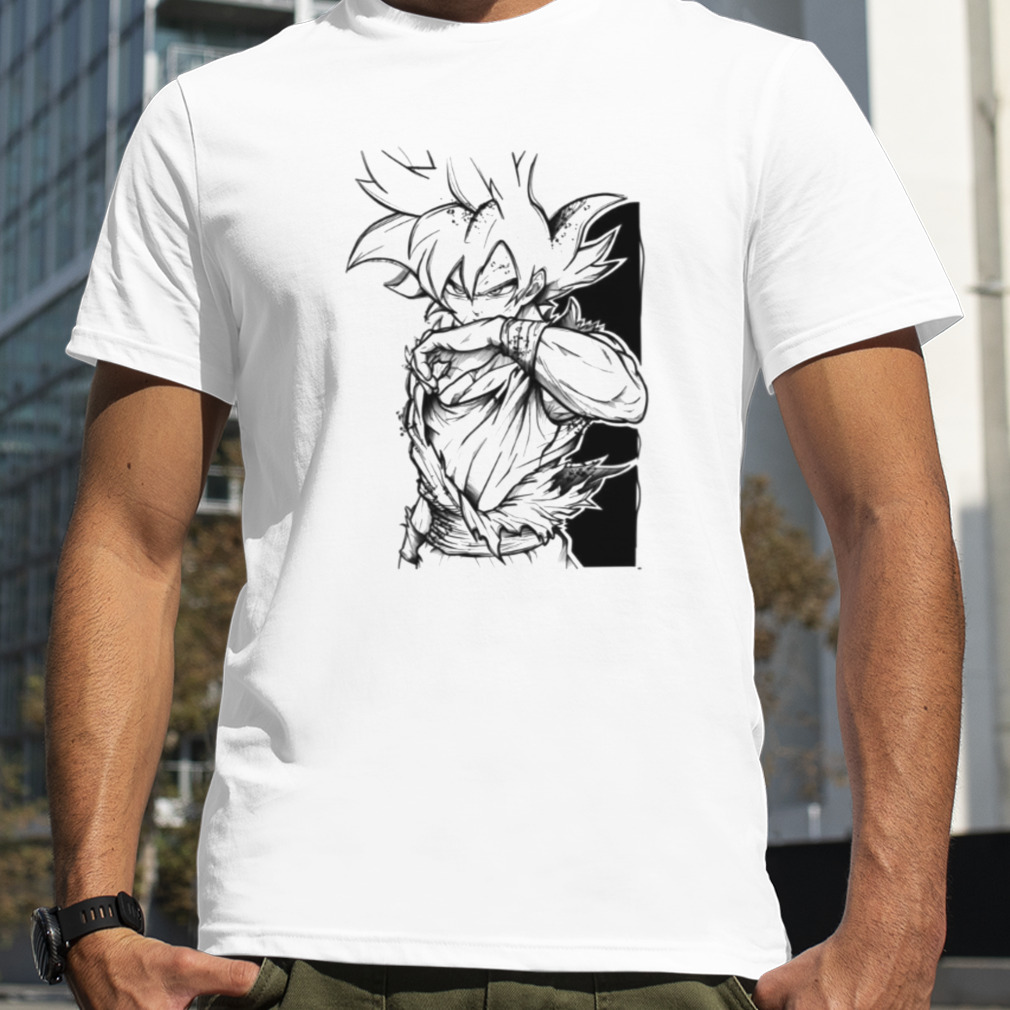 Black White Drawing Goku Fictional Character Of Dragon Ball Dbz Anime Manga shirt