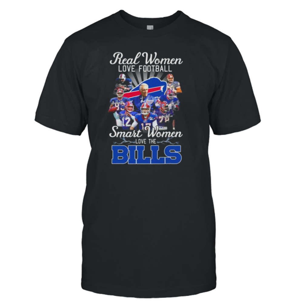 Buffalo bills real women love baseball smart women love the buffalo bills 2023 signatures shirt