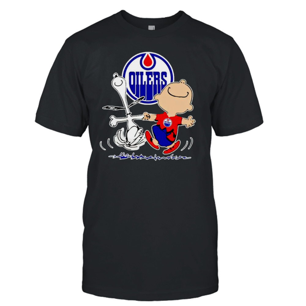 Edmonton Oilers Snoopy and Charlie Brown dancing shirt