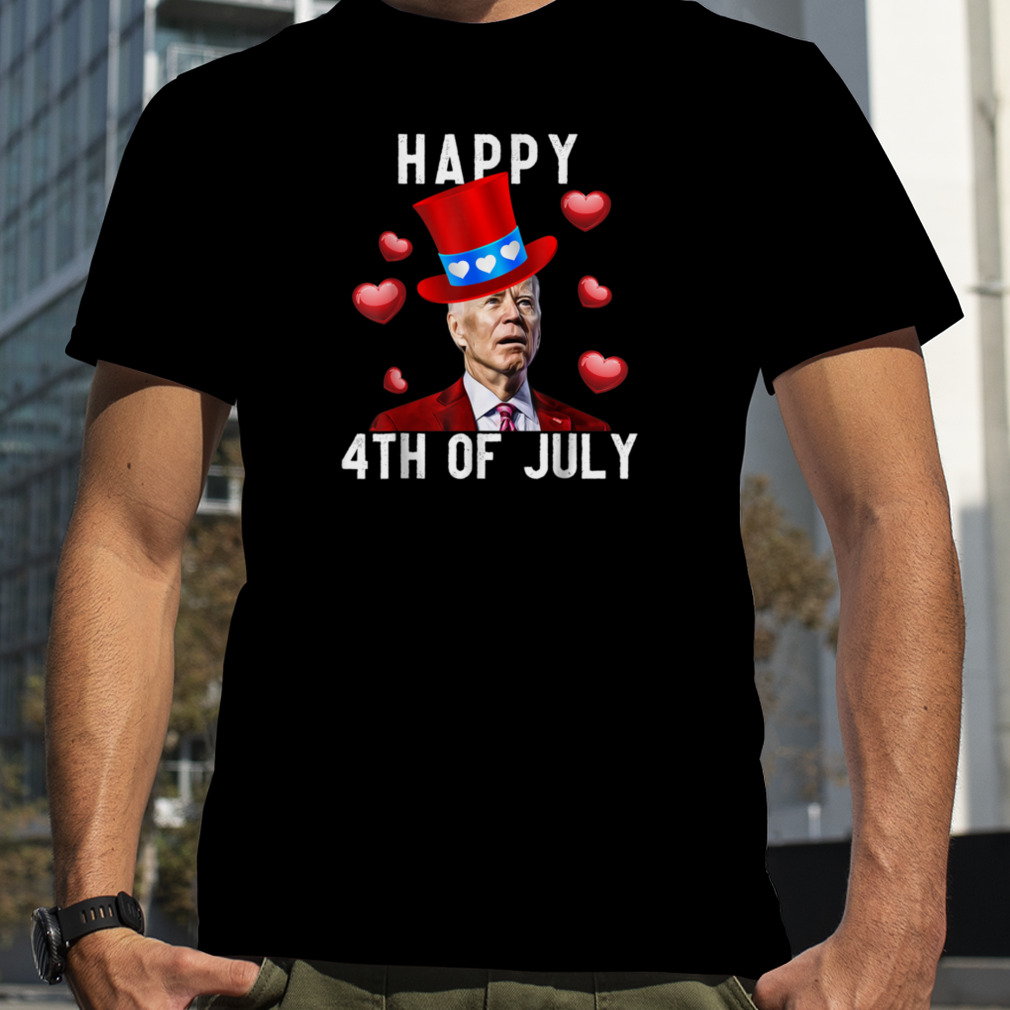 Happy 4th Of July Confused Funny Joe Biden Valentine's Day T-Shirt B0BR6DJHQ6