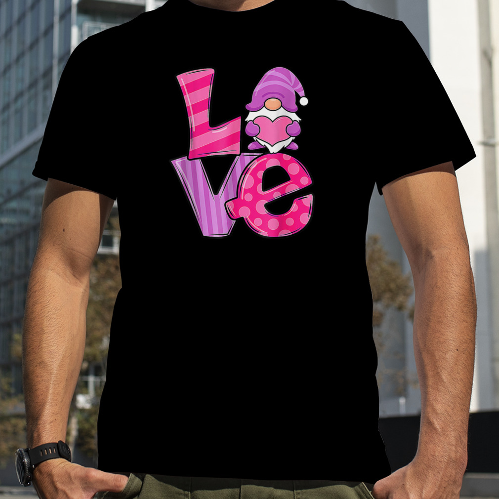 LOVE Gnome Holding Heart Youth Girls Funny Valentines Day T-Shirt B0BR4Z28J2