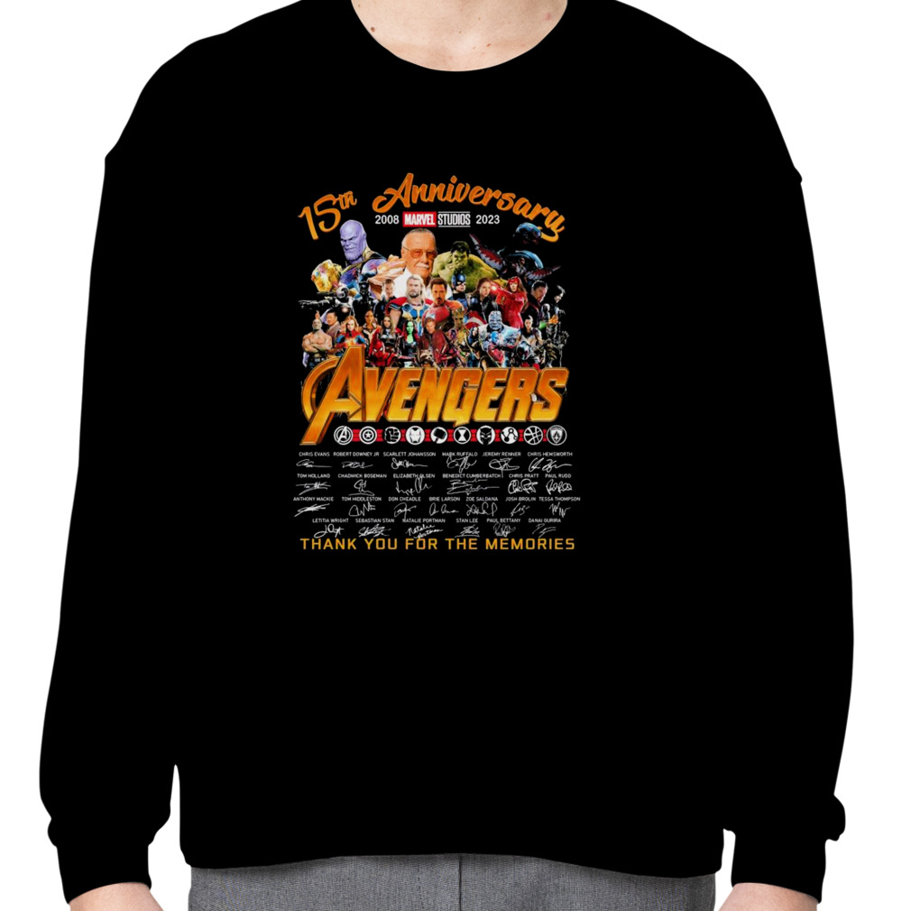 Marvel Studios Avengers 15th Anniversary 2008-2023 Thank You For The  Memories Signatures Shirt