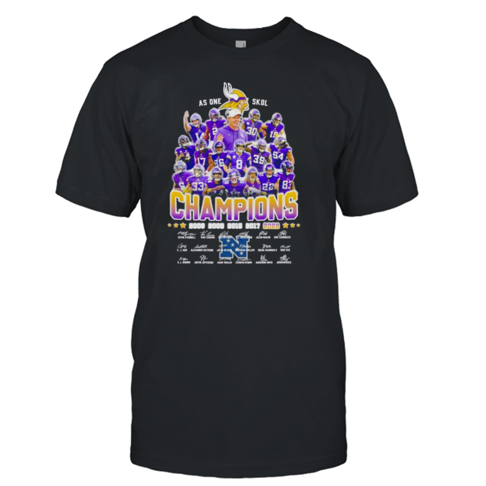 Minnesota Vikings As One Skol Vikings Champions 2008 2009 2015 2017 2022 signatures shirt