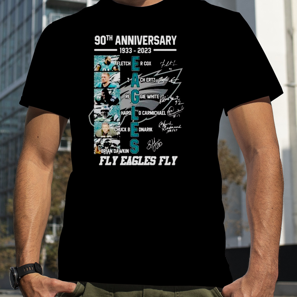 Philadelphia Eagles 90th Anniversary 1933-2023 Fly Eagles Fly Signatures Shirt