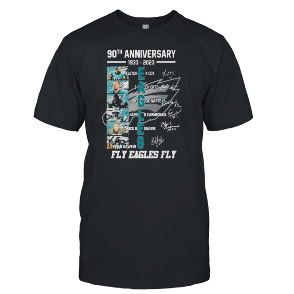 Philadelphia Eagles 90th Anniversary 1933-2023 Fly Eagles Fly Signatures Shirt