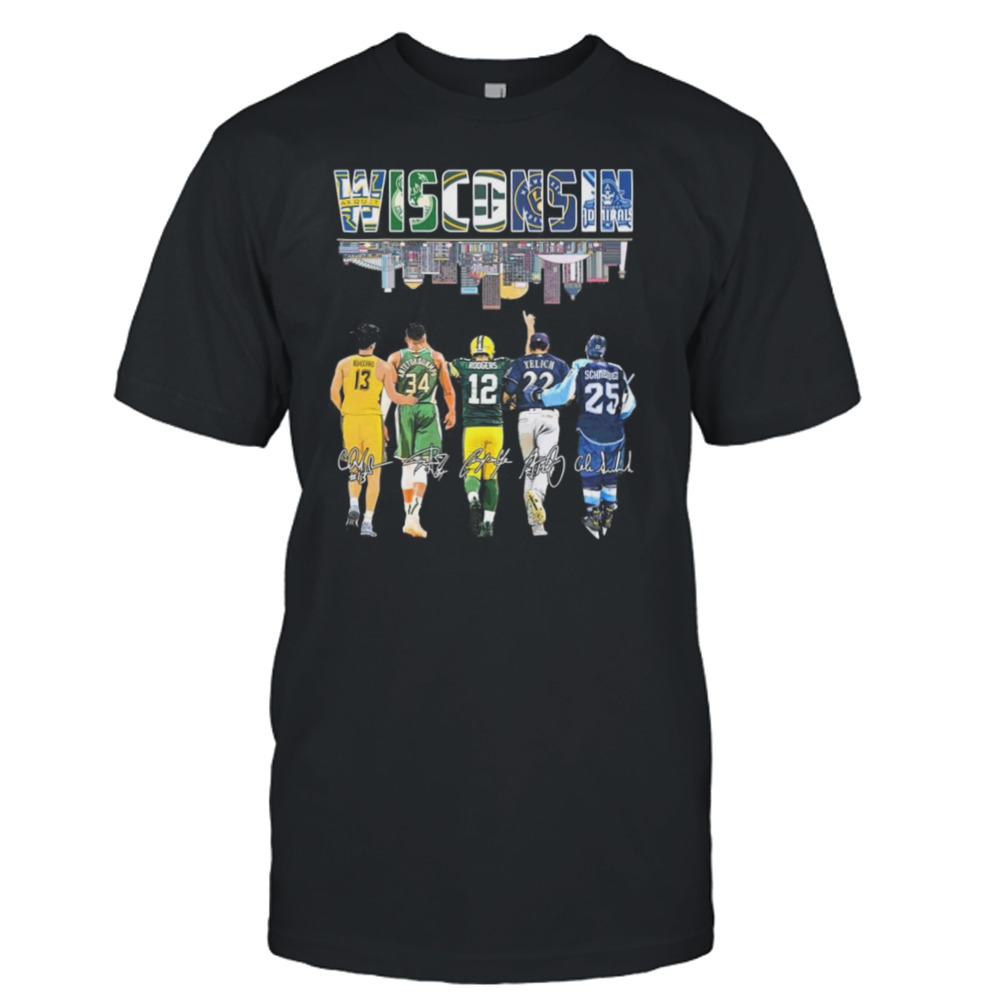 Wisconsin Ighodaro Antetokounmpo Rodgers Yelich Signatures Shirt