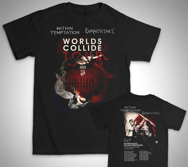 Within Temptation + Evanescence Unisex Sweatshirt Tour 2022 Uk England Worlds Collide