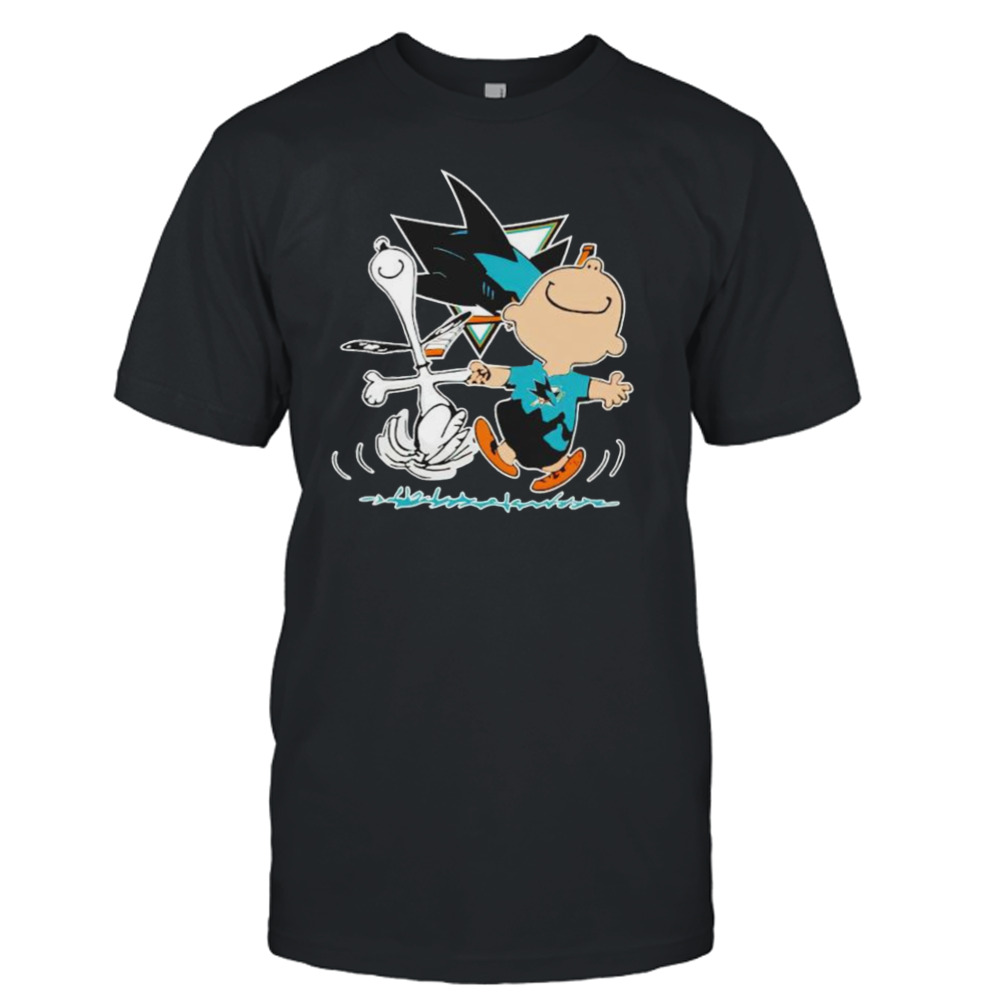 san Jose Sharks Snoopy and Charlie Brown dancing shirt