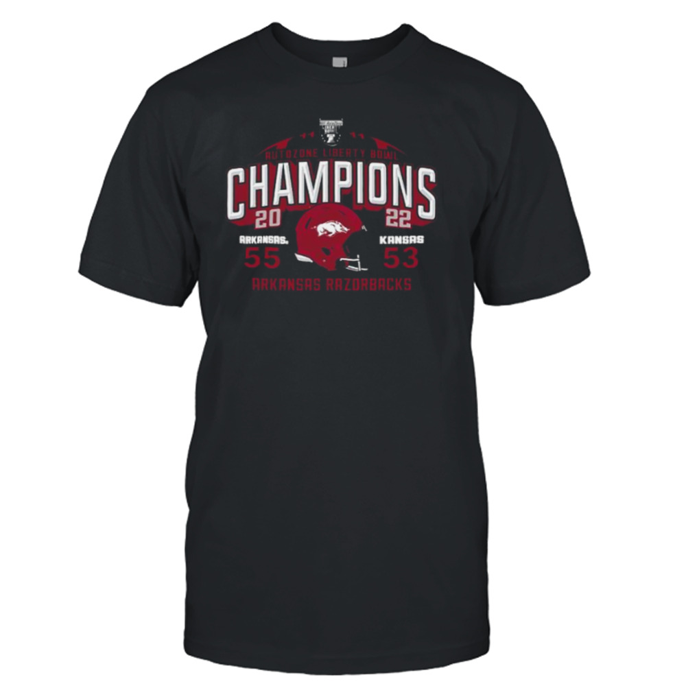 Arkansas Razorbacks 2022 Autozone Liberty Bowl Champions Score Shirt