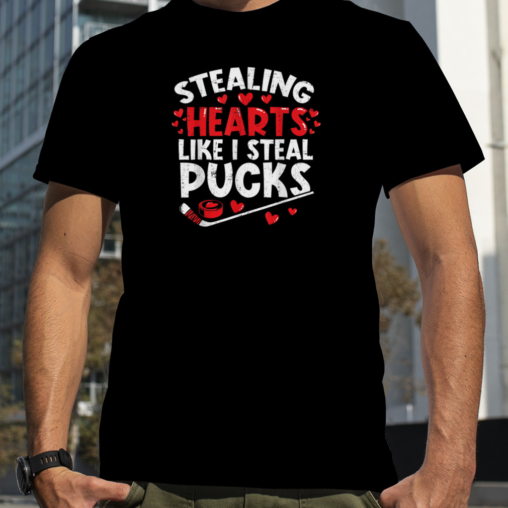 Stealing Heart Like I Steal Pucks Valentines Day Hockey Boys T-Shirt B0BR6CNSTY