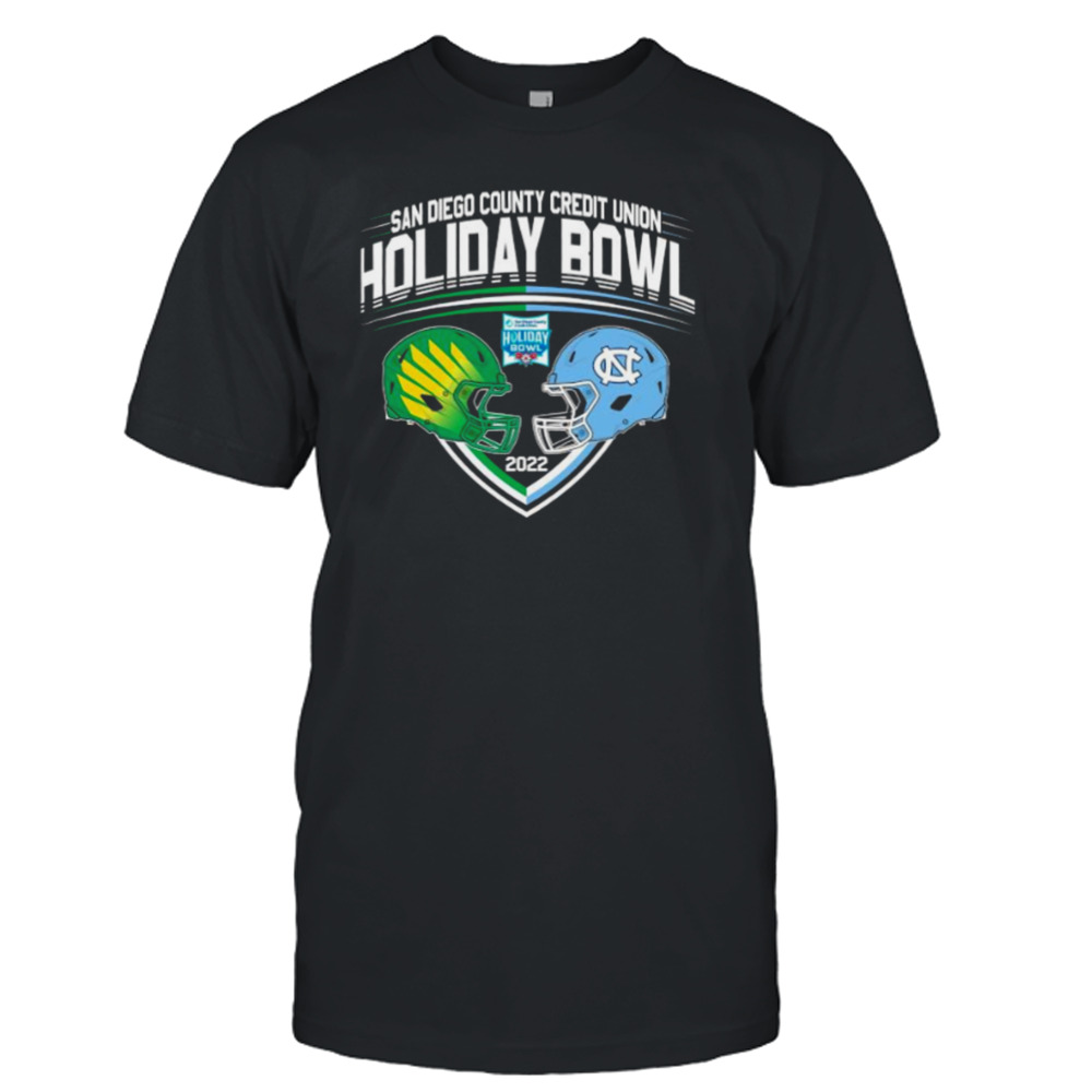 Oregon Ducks vs North Carolina Tar Heels 2022 Holiday Bowl Helmet to Helmet shirt