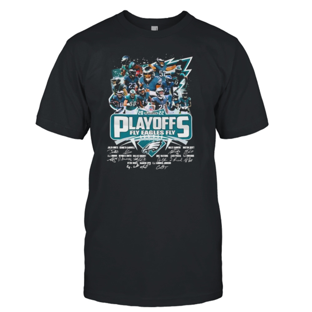 Philadelphia Eagles 2022 NFL Playoff Fly Eagles Fly Signatures Shirt