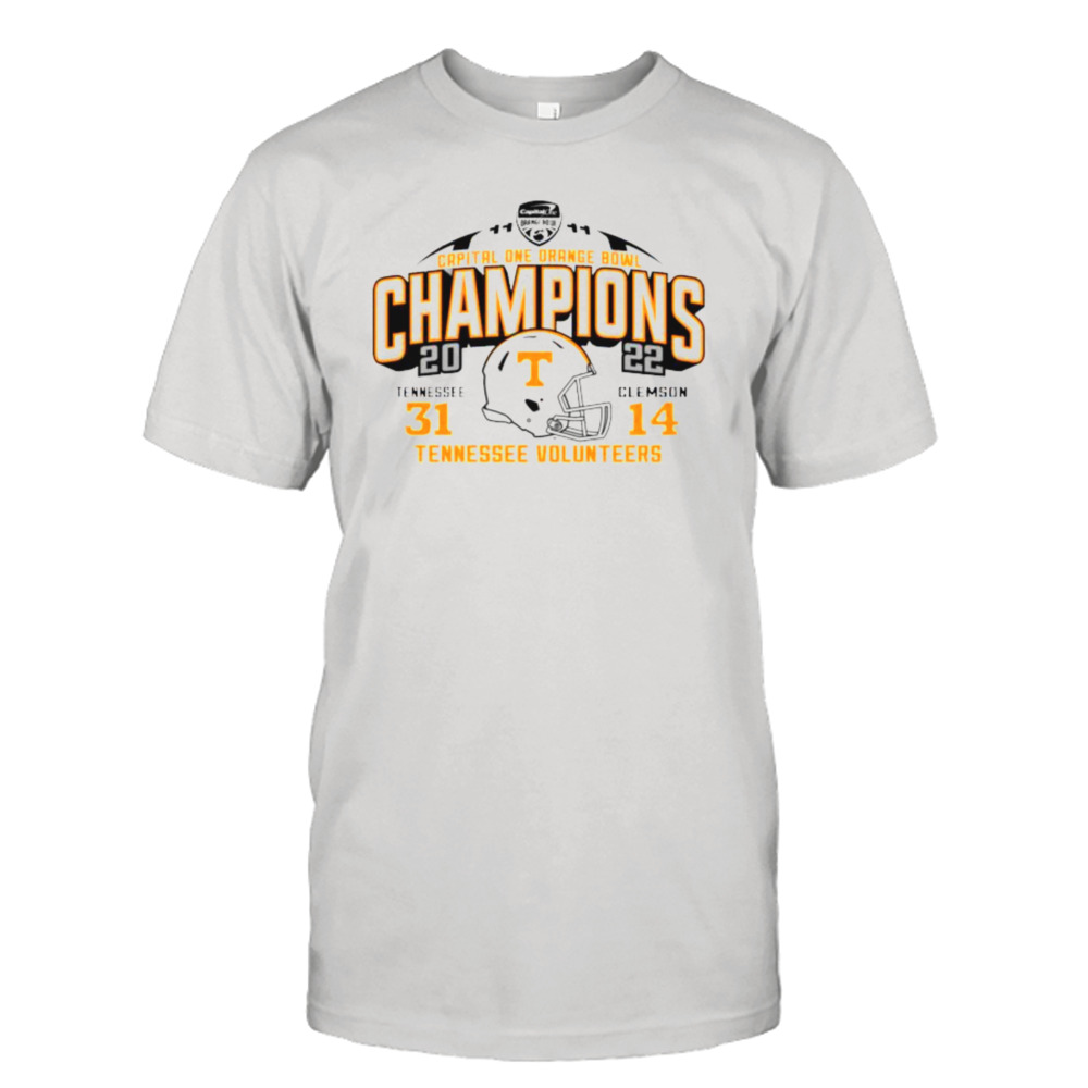 2022 Capital one Orange Bowl Champions Tennessee wins 31 Clemson 14 Final score shirt