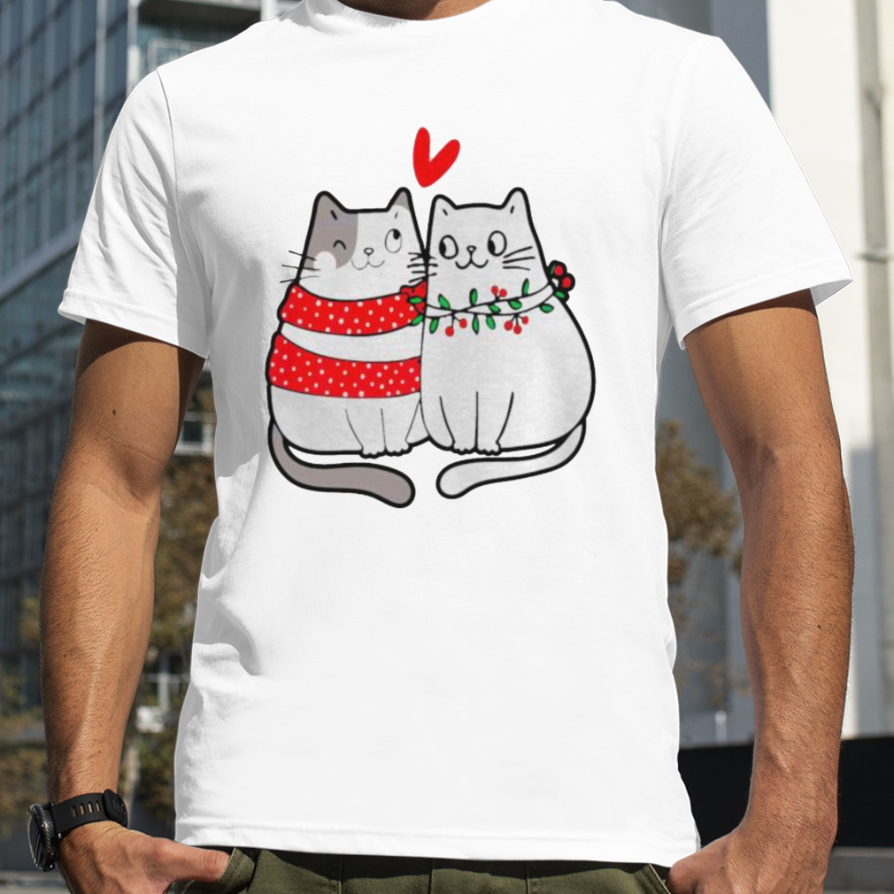valentine cat couple shirt