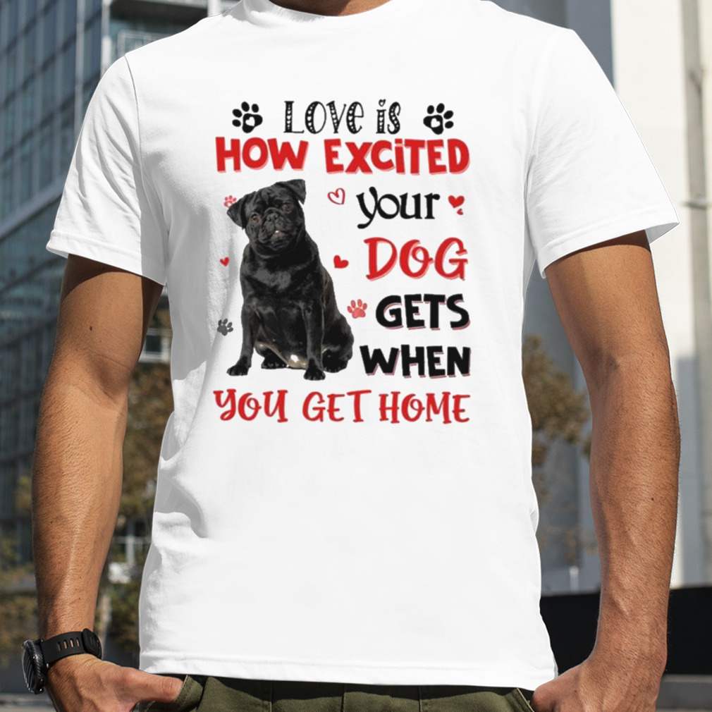 Black Pug Love Is How Excited Your Boston Terrier Dog Gets When You Get Home Shirt