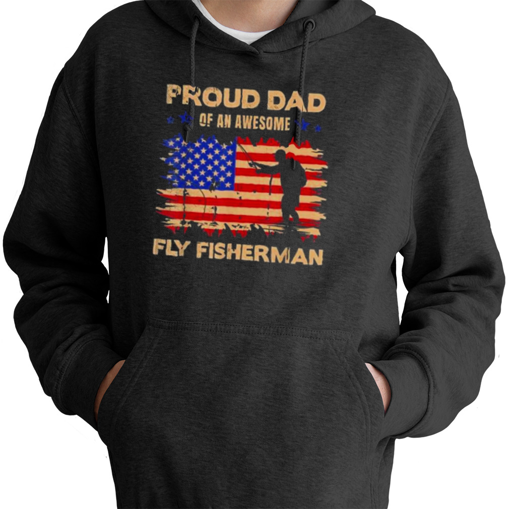 Fly fishing proud dad mixed with vintage American flag shirt