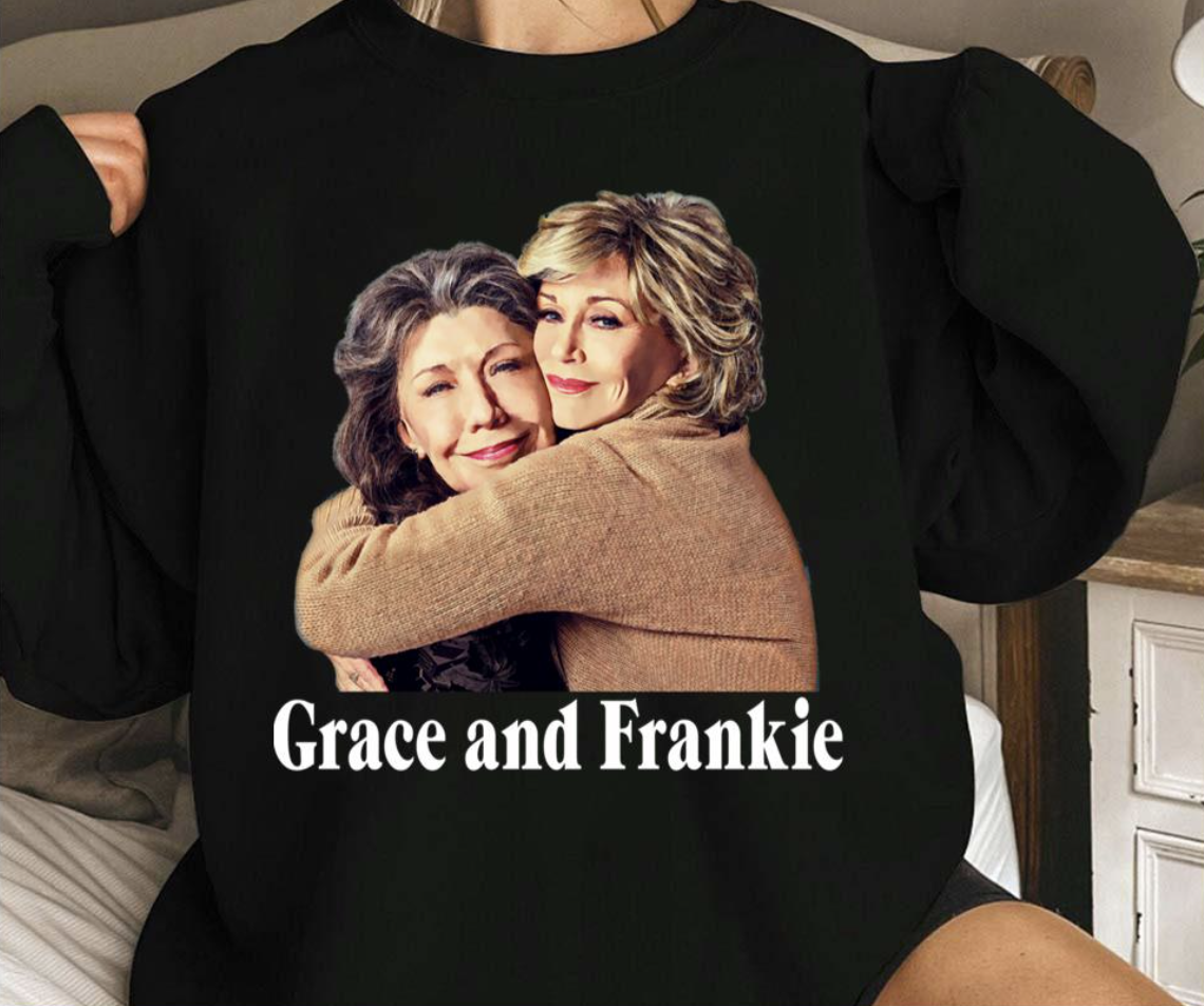 Grace And Frankie Hug White Graphic shirt