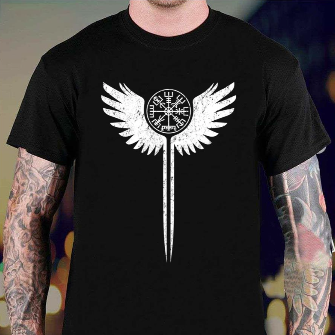 Valkyrie Wings And Vegvisir Viking Valhalla shirt