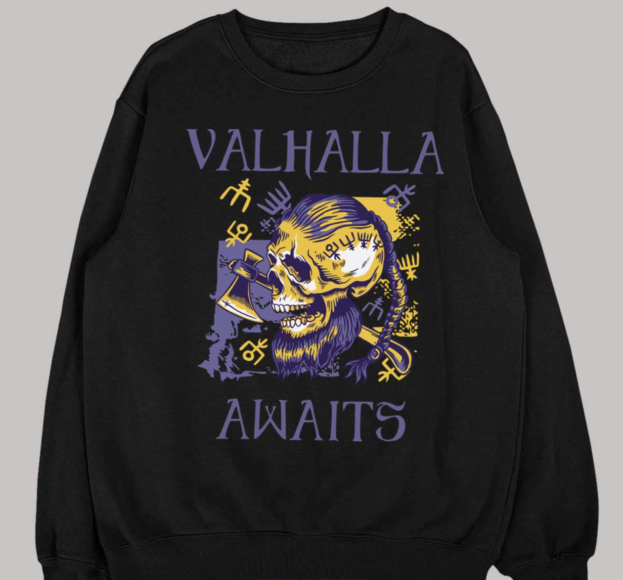 Yellow Purple Viking Skull Viking Valhalla shirt
