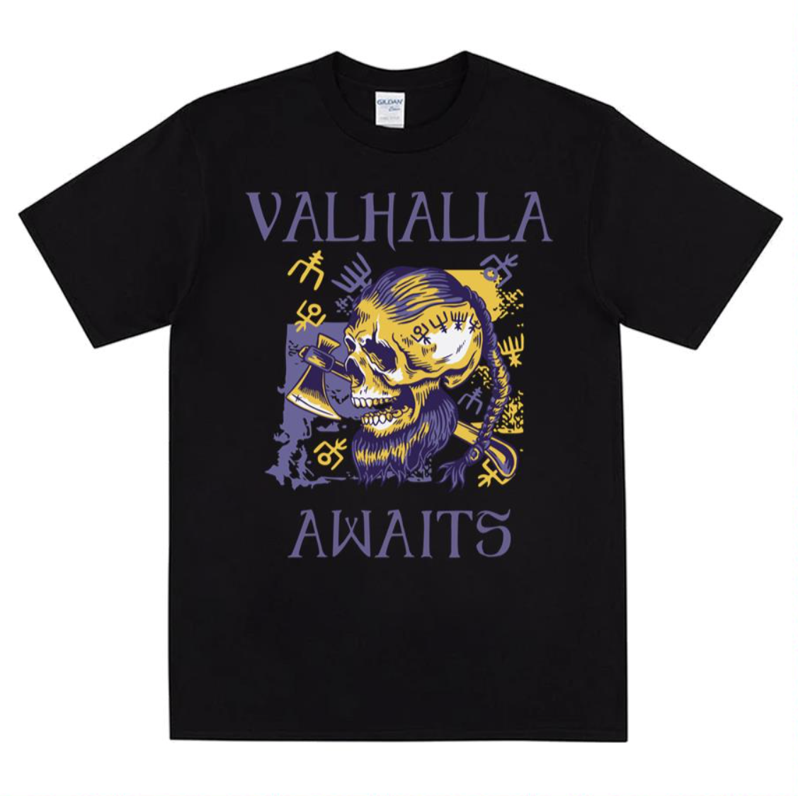 Yellow Purple Viking Skull Viking Valhalla shirt