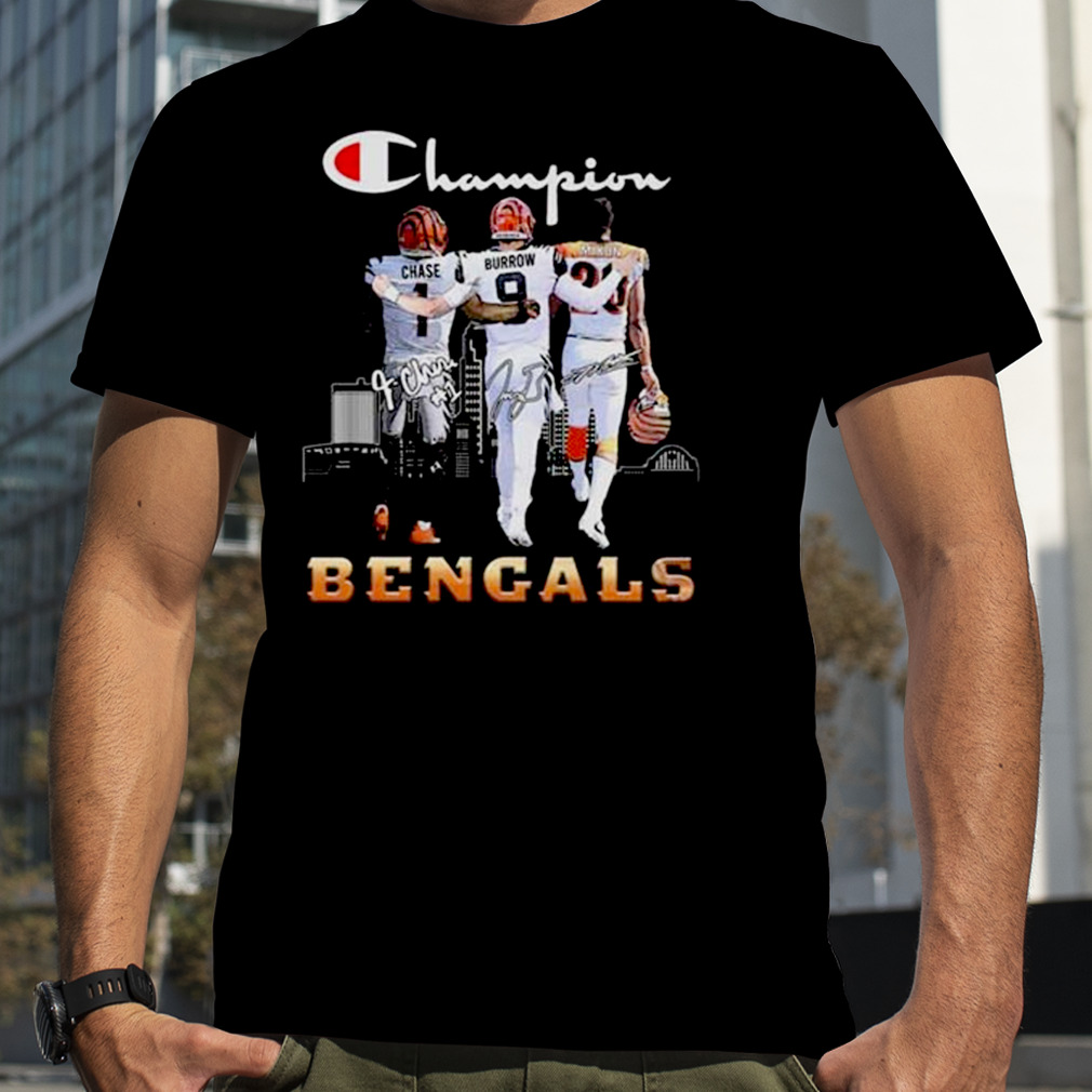 Champion Cincinnati Bengals Chase Burrow and Mixon signatures T-shirt