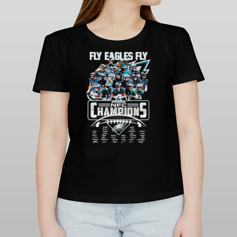 Fly Eagles Fly 2022 2023 NFC Champions Philadelphia Eagles Signatures Shirt  - Bring Your Ideas, Thoughts And Imaginations Into Reality Today