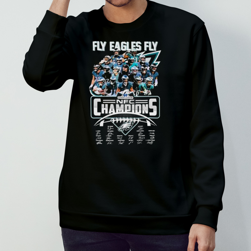 Fly Eagles Fly 2022 2023 NFC Champions Philadelphia Eagles Signatures Shirt  - Bring Your Ideas, Thoughts And Imaginations Into Reality Today