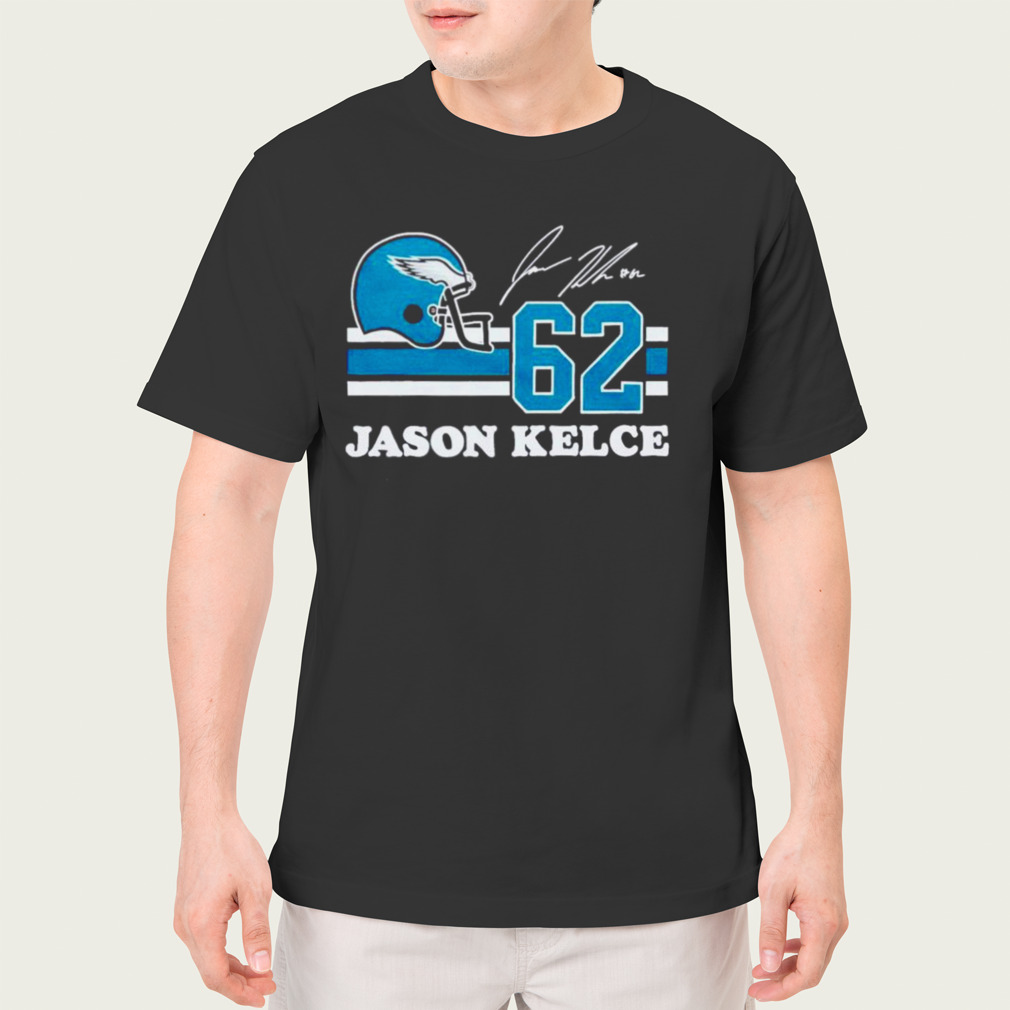 Philadelphia Eagles Jason Kelce 62 helmet and signature shirt