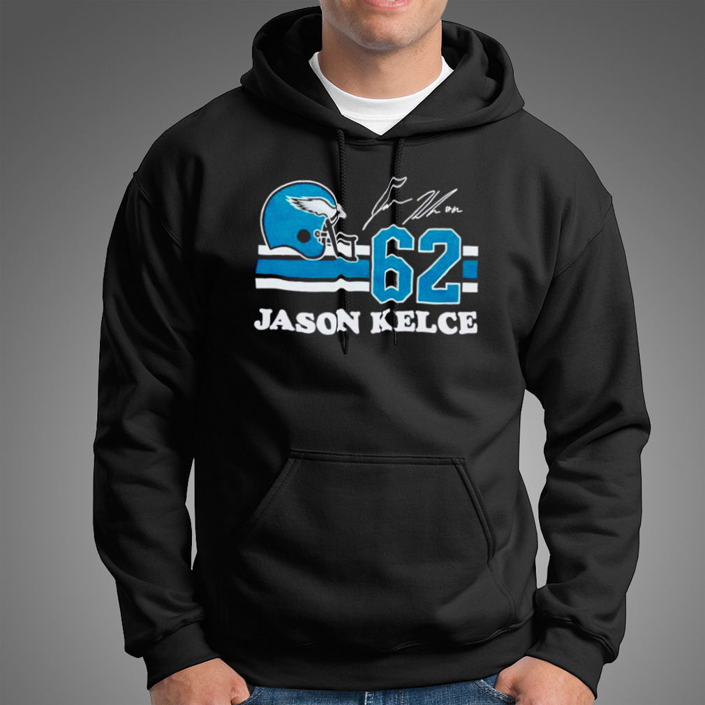 Philadelphia Eagles Jason Kelce 62 helmet and signature shirt