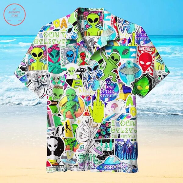 Alien Collage Beach Hawaiian Summer Trip Family Shirt