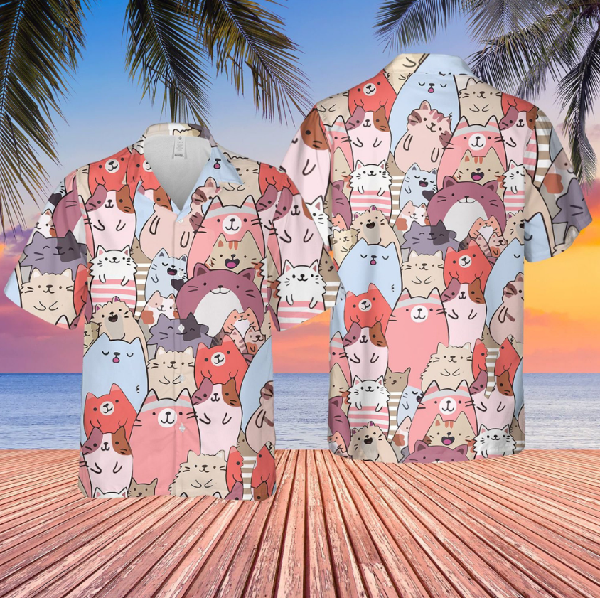 Cartoon Cats Hawaian Summer Outfit Hawaiian Shirt
