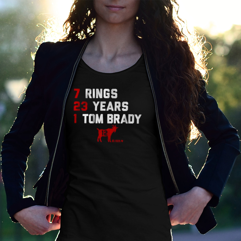 Breakingt Merch 7 Rings 23 Years 1 Tom Brady Goat List 2023 Shirt - Teebreat