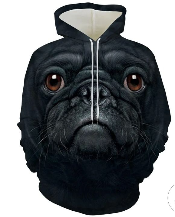 Black Pug Big Face 3D Hoodie tshirt