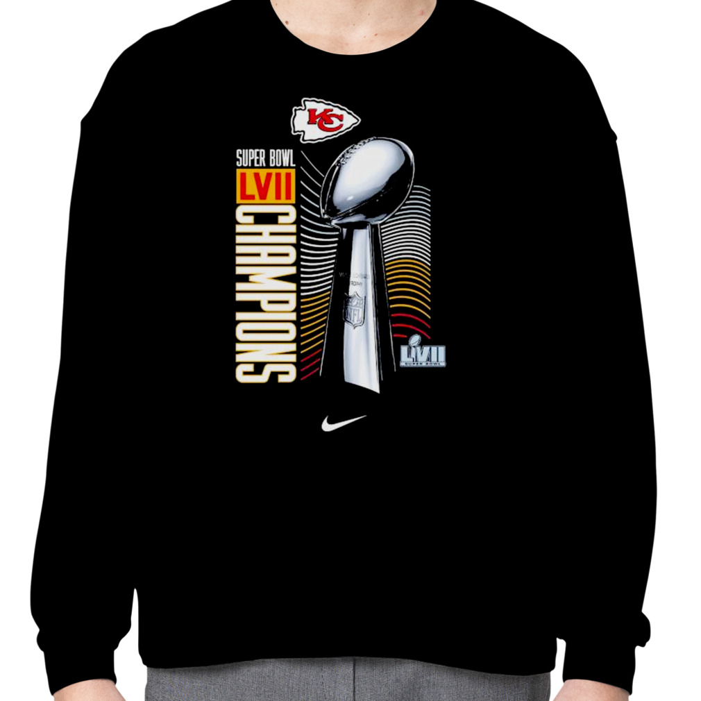 Men's Nike Black Kansas City Chiefs Super Bowl LVII Champions Lombardi  Trophy T-Shirt