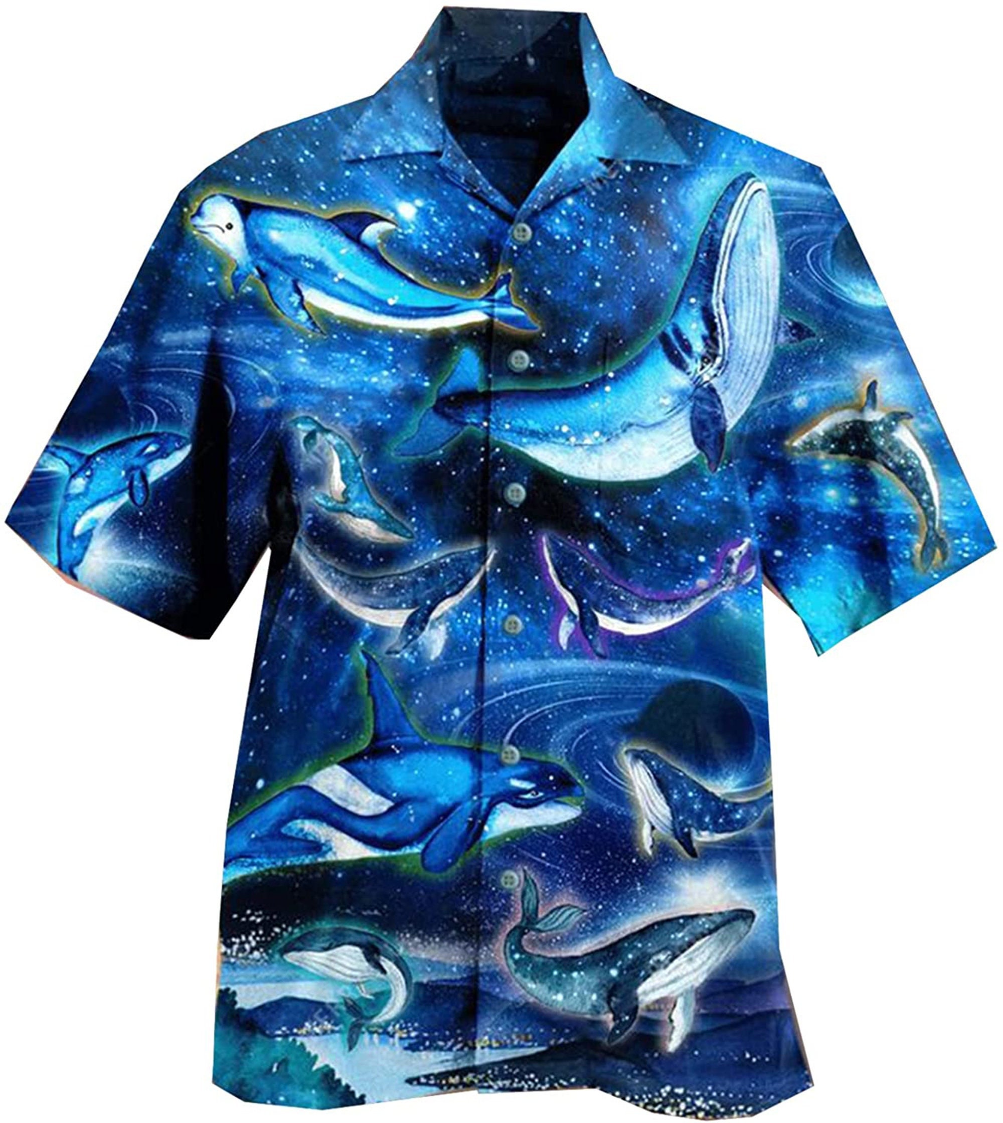 Dolphin Animal Blue Galaxy Hawaiian Shirt