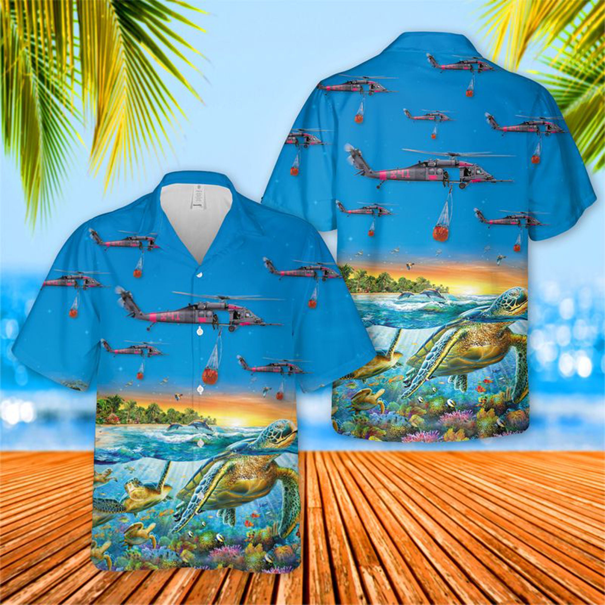 129th Rescue Wing HH 60G Pave Hawk turtle Hawaiian shirt