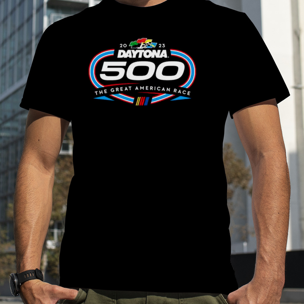 Checkered Flag Black 2023 Daytona 500 Logo T-Shirt