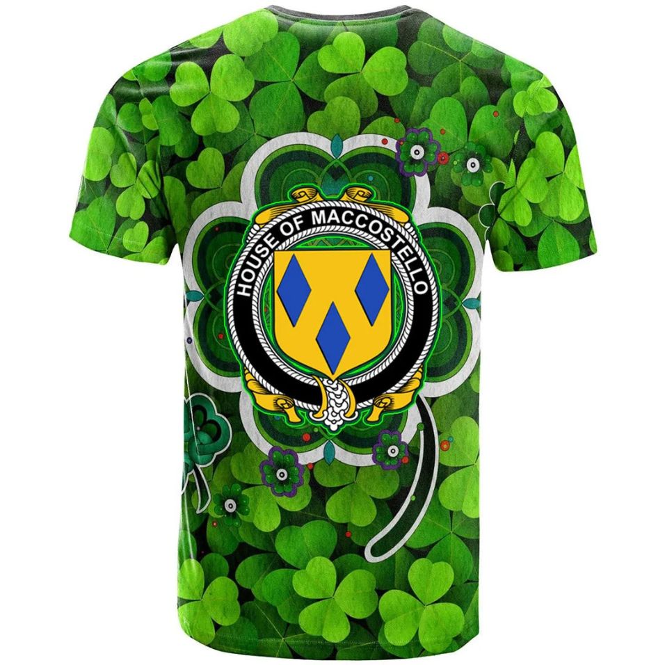House of MACCOSTELLO Shamrock Irish Crest Celtic Aesthetic New Polo Design 3D T-Shirt