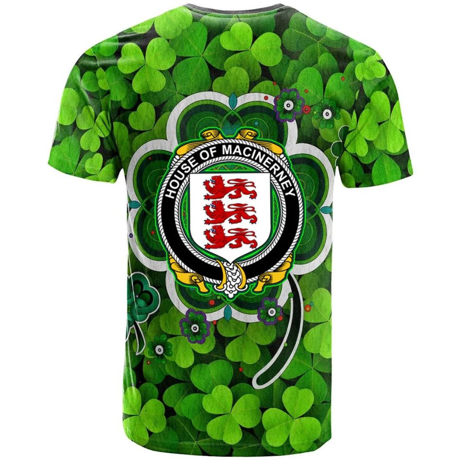 House of MACiNERNEY Irish New Shamrock Crest Celtic 3D Polo Design T-Shirt