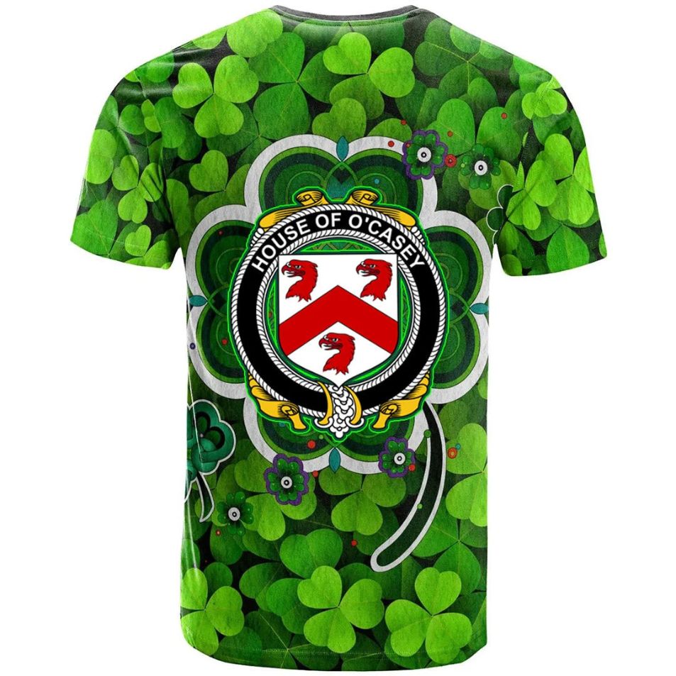 House of O CASEY Irish New Shamrock Crest Celtic 3D Polo Design T-Shirt