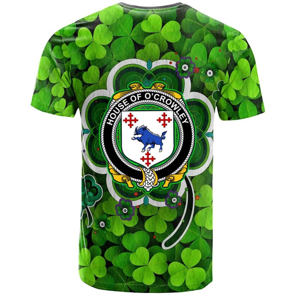 House of O CROWLEY Irish Crest Graphic Shamrock Celtic Shamrock New 3D T-Shirt