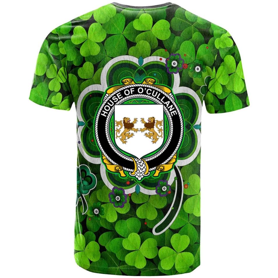 House of O CULLANE or Collins Irish Crest Graphic Shamrock Celtic Aesthetic 3D Polo Design T-Shirt