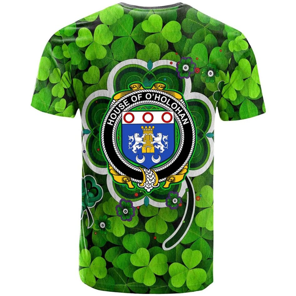 House of O HOLOHAN Shamrock Irish Crest Celtic Aesthetic Shamrock New 3D T-Shirt