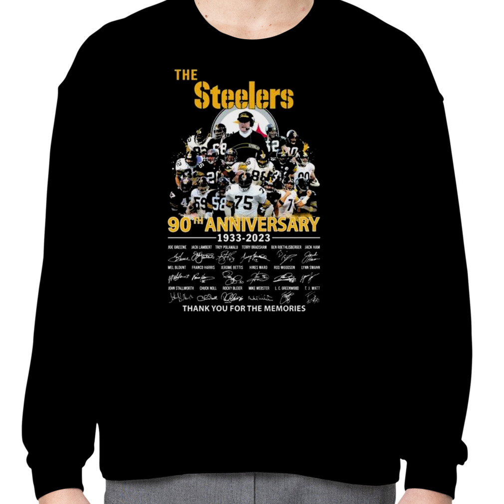 Original NFL Pittsburgh Steelers 90th anniversary 1933 - 2023 Thank You For  The Memories Signatures Shirt