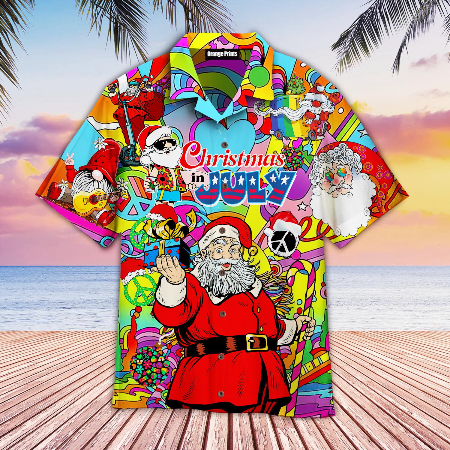 Christmas In July Hippie Santa Claus Hawaiian Shirt  For Men & Women  WT9128