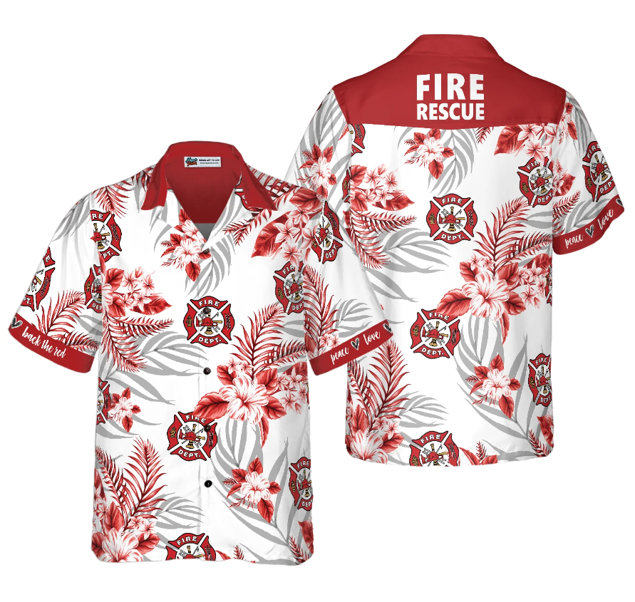 Firefighter Fire Rescue Hawaiian Shirt