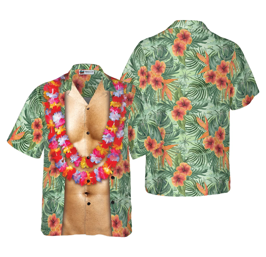 Funny Aloha Tropical Flowers Costume Men Hawaiian Shirt